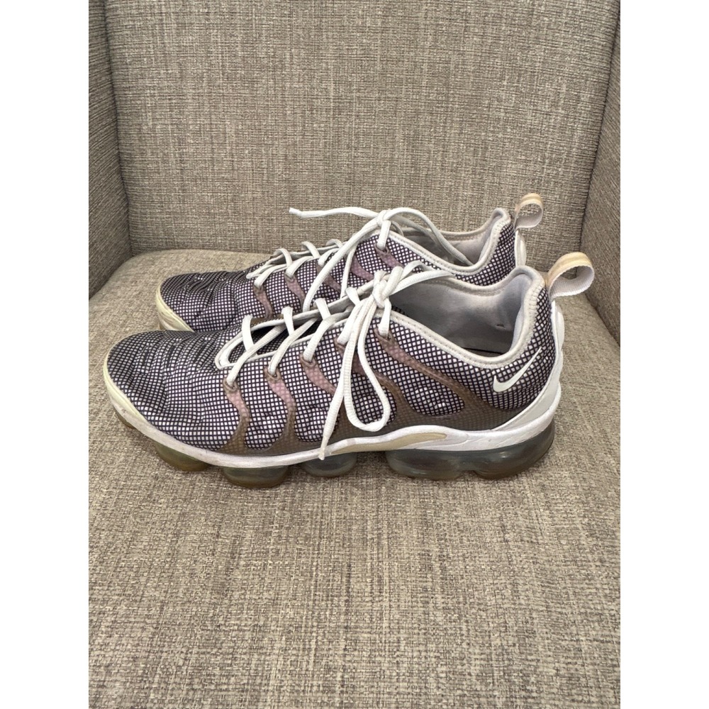Nike Air VaporMax Plus White Black Grid Purple 924453-105 Mens 11.5 Sneakers - Picture 1 of 8